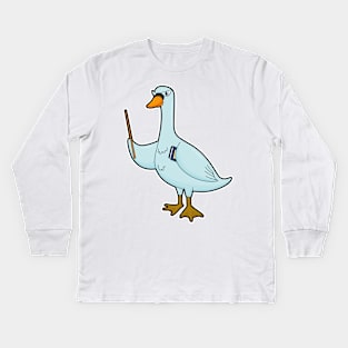 Swan as Teacher with Book & Pointer Kids Long Sleeve T-Shirt